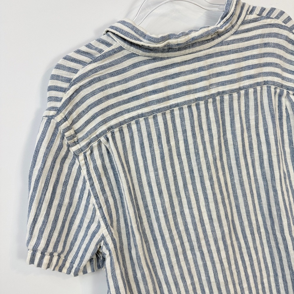 Faherty Palma Linen Shirt Mens XL Blue White Striped Short Sleeve Button Down - Picture 5 of 12